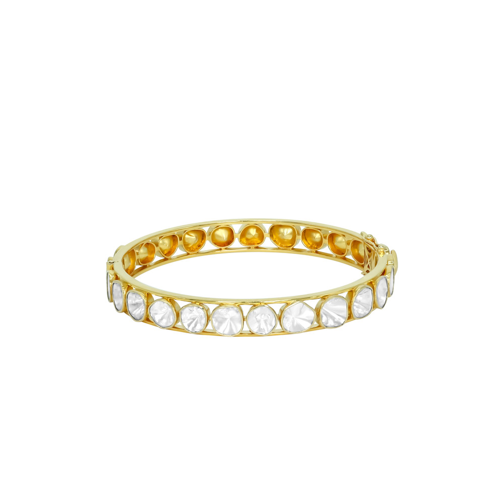 Linear Polki Open-Setting Bangle with Minimalist Design